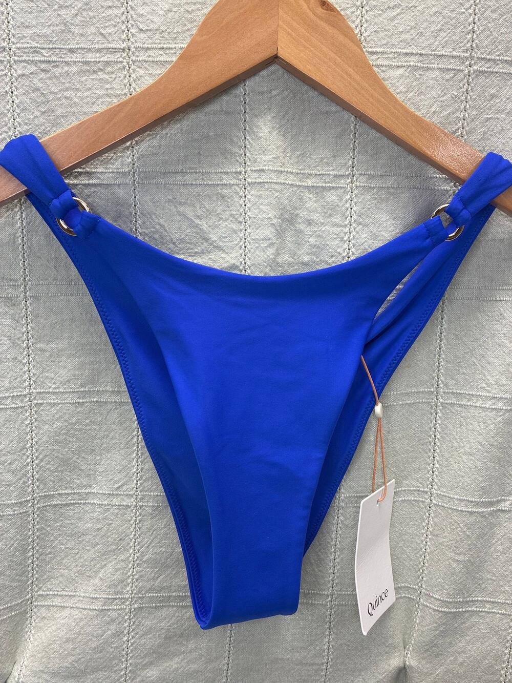 Quince Italian Gold Ring High-Leg Bikini Bottom Blue Size Small UPF 50 New